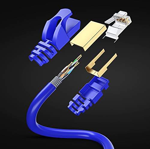 Cat 7 כבל Ethernet 4 רגל - כבל תיקון LAN מהיר ורשת ברשת, מחברי RJ45 - [4ft / כחול / 2 חבילה] - מושלם למשחקים, הזרמה